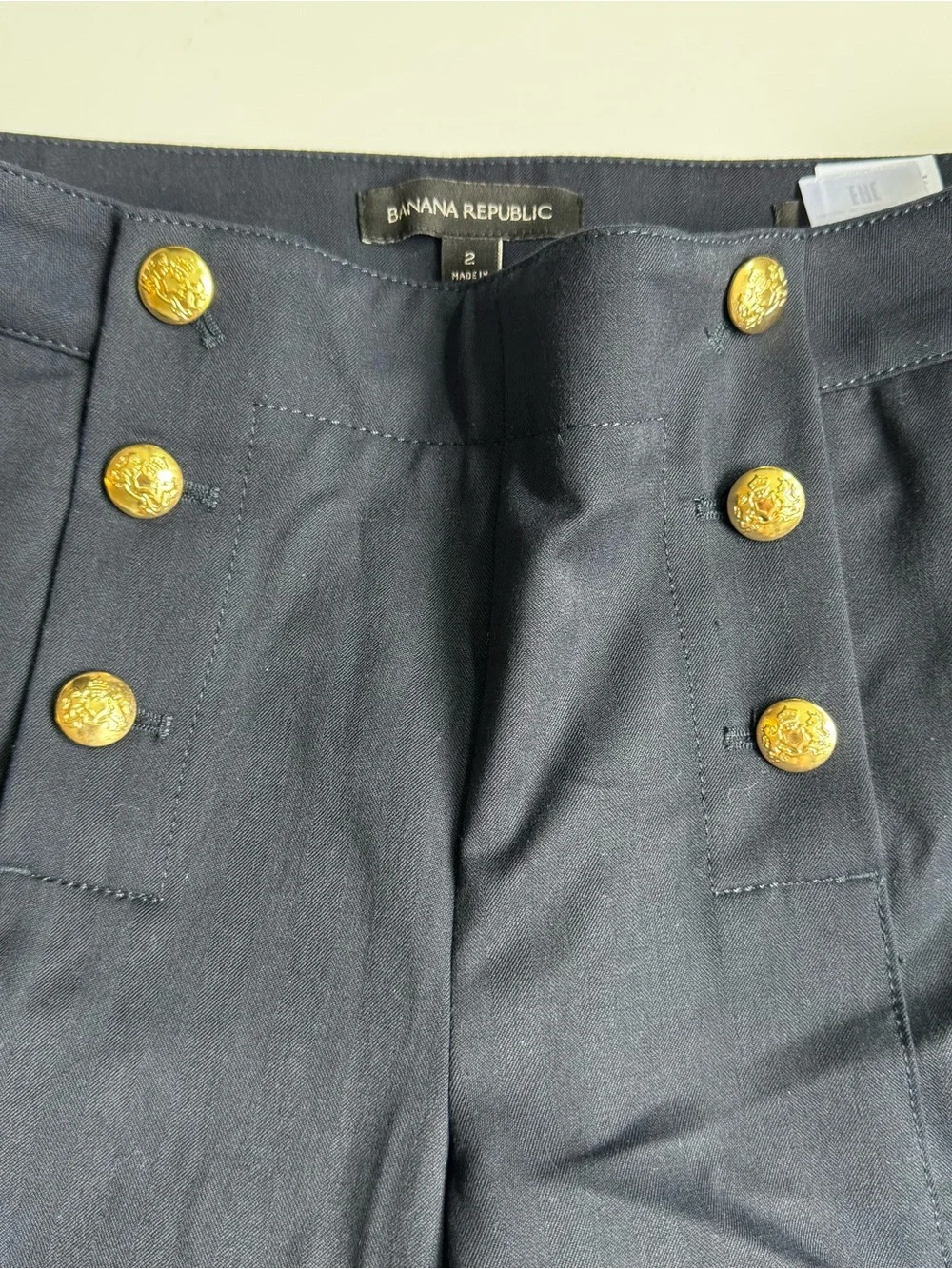 Banana Republic Navy Dress Pants with Gold Buttons